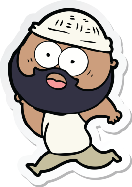 Bir insan tarafından çizilmiş sakallı bir adamın çıkartması.