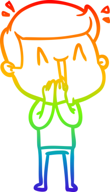 Gökkuşağı gradyanı çizimi bir insan tarafından çizilmiş heyecanlı bir çizgi film