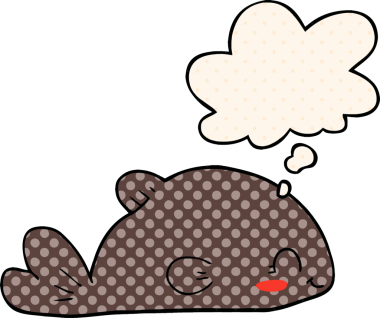 Bir insan tarafından çizilmiş, düşünce baloncuklu çizgi film balığı.