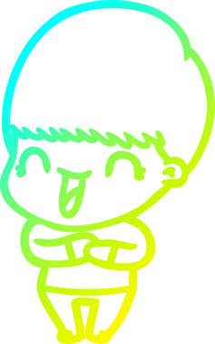 Bir insan tarafından çizilmiş mutlu çizgi film çocuğu çizimi.