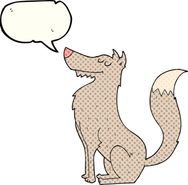 Bir insan tarafından çizilmiş serbest çizilmiş çizgi roman konuşma balonu çizgi film kurdu.