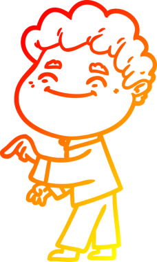 Bir insan tarafından çizilmiş, karikatür dostu bir adamın sıcak çizgi çizimi