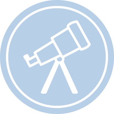 Bir insan tarafından çizilmiş astronomi teleskobu dairesel simgesi