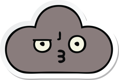 Bir insan tarafından çizilmiş şirin bir fırtına bulutunun çıkartması.