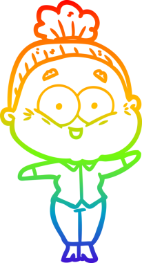 Gökkuşağı gradyan çizgi çizimi Bir insan tarafından çizilmiş mutlu yaşlı kadın