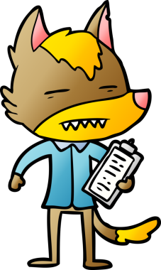 Ofis çalışanı Fox çizgi film karakteri bir insan tarafından çizilmiş.