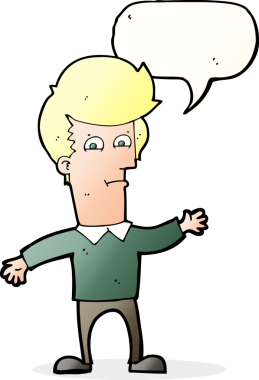 Bir insan tarafından çizilmiş konuşma balonlu bir çizgi film adamı.