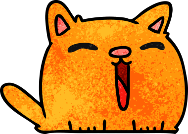 Bir insan tarafından çizilmiş kawaii kedisinin el yazısıyla çizilmiş çizgi filmi.