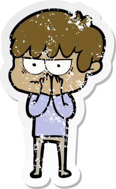 Bir insan tarafından çizilmiş kızgın bir çizgi film çocuğunun sıkıntılı çıkartması.