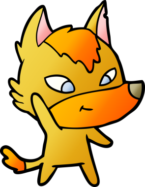 Bir insan tarafından çizilmiş tilki çizgi film karakteri