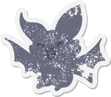 Bir insan tarafından çizilmiş süper şirin cadılar bayramı yarasası grunge çıkartması