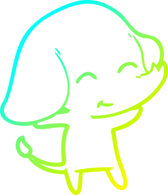 Bir insan tarafından çizilmiş şirin bir filin soğuk gradyan çizgisi