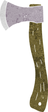 Bir insan tarafından çizilmiş bir balta.