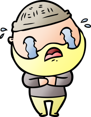 Çizgi film sakallı adam bir insan tarafından çizilmiş ağlıyor.