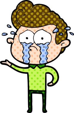 Bir insan tarafından çizilmiş ağlayan bir karikatür.