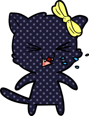 Bir insan tarafından çizilmiş çizgi film kedisi.