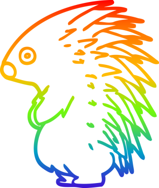 gökkuşağı gradyan çizgi çizimi Bir insan tarafından çizilmiş dikenli kirpi