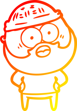 Bir insan tarafından çizilmiş sakallı bir adamın sıcak çizgi çizimi.