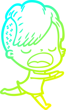 Bir insan tarafından çizilmiş havalı bir hippi kızın soğuk gradyan çizimi.