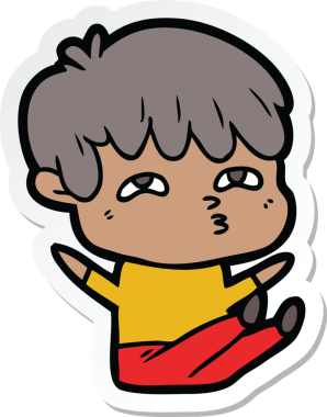 Bir insan tarafından çizilmiş garip bir adamın çıkartması.