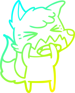 Bir insan tarafından çizilmiş kızgın bir tilkinin soğuk çizgi çizimi.