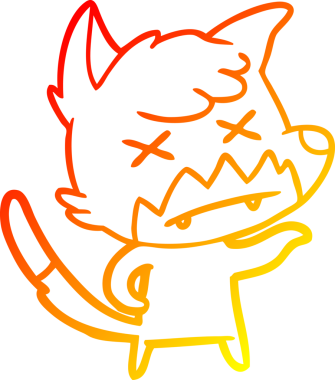 Bir insan tarafından çizilen ölü tilkinin sıcak çizgi çizimi