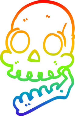 gökkuşağı gradyan çizgi çizimi bir insan tarafından çizilmiş bir kafatası