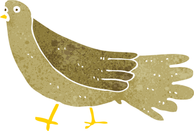 Bir insan tarafından çizilmiş çizgi film kuşu.