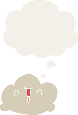 Düşünce baloncuğu olan karikatür bulutu insan tarafından çizilmiş.