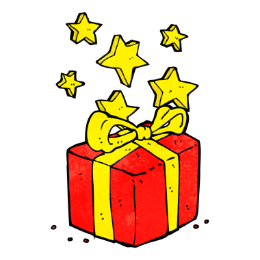 Bir insan tarafından çizilmiş karikatür Noel hediyeleri.