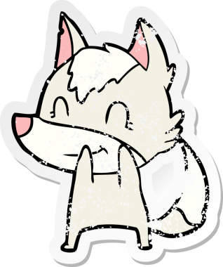 Bir insan tarafından çizilmiş dost canlısı bir kurdun sıkıntılı çıkartması.