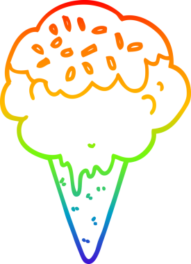 gökkuşağı gradyanı çizimi bir insan tarafından çizilmiş dondurma çizgi filmi