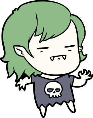 Bir insan tarafından çizilmiş ölümsüz vampir kız çizgi filmi.