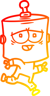 Bir insan tarafından çizilen çizgi film robotunun sıcak çizgi çizimi