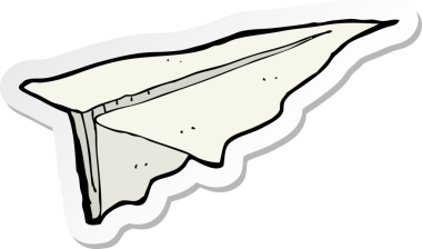 Bir insan tarafından çizilmiş kağıttan uçak etiketi.