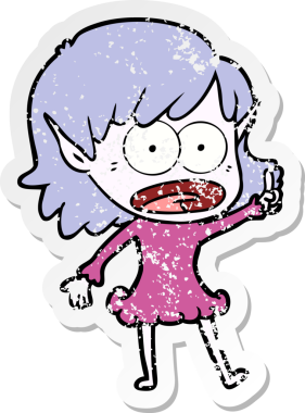 Bir karikatürün sıkıntılı çıkartması bir insan tarafından çizilmiş elf kızı şok etti.