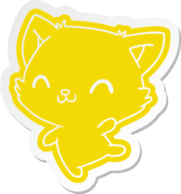 Bir insan tarafından çizilmiş sevimli kawaii kedisinin çizgi film etiketi.