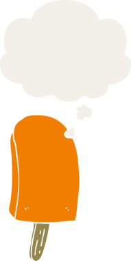 Düşünce baloncuklu buz lolipopu insan tarafından çizilmiş.