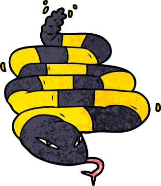 Bir insan tarafından çizilmiş zehirli yılan çizgi filmi.