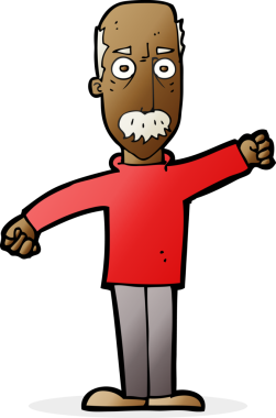 Bir insan tarafından çizilmiş kızgın yaşlı bir adam.