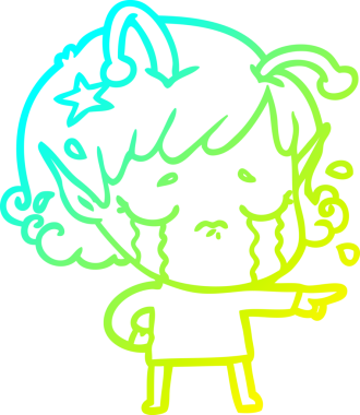 Bir insan tarafından çizilmiş ağlayan uzaylı kız çizgi filmi.