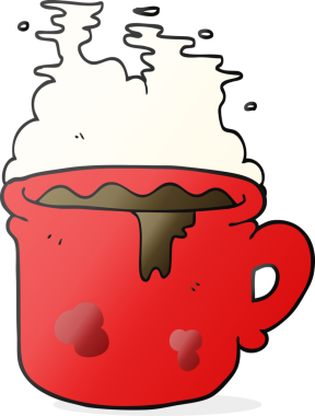 Bir insan tarafından çizilmiş eski bir kahve fincanı.