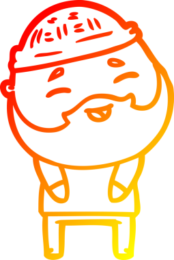 Bir insan tarafından çizilmiş mutlu sakallı bir adamın çizgi çizimi.