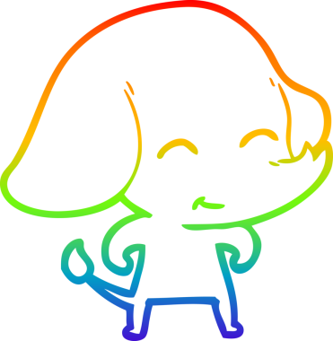 Gökkuşağı gradyan çizgisi bir insan tarafından çizilmiş şirin bir fil çizimi