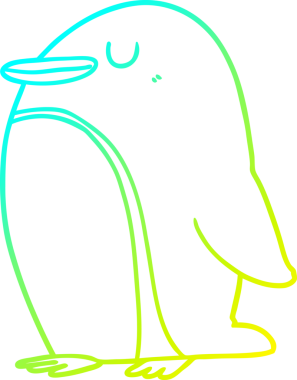 Bir insan tarafından çizilmiş bir penguen karikatürü.