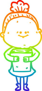 Gökkuşağı gradyan çizgi çizimi Bir insan tarafından çizilmiş mutlu yaşlı kadın