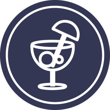 Bir insan tarafından çizilmiş şemsiye dairesel simgesi olan kokteyl