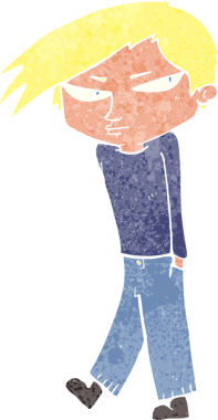 Bir insan tarafından çizilmiş huysuz çocuk çizgi filmi.