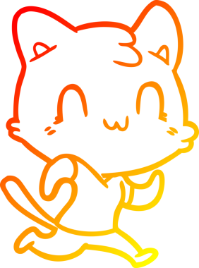 Bir insan tarafından çizilen çizgi film mutlu bir kedinin sıcak çizgi çizimi