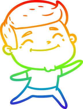 gökkuşağı gradyanı çizimi bir insan tarafından çizilmiş mutlu bir çizgi film adamı